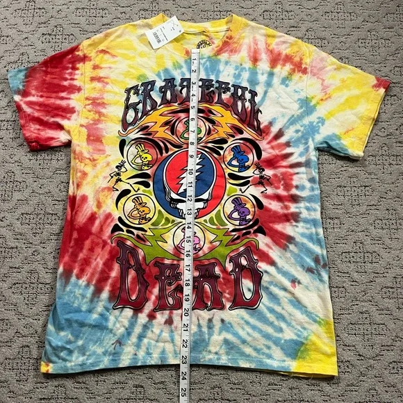 🐢 '21 Grateful Dead Band Wild Tie Dye Skull And Skeleton Bertha Deadstock Tee - Picture 13 of 16
